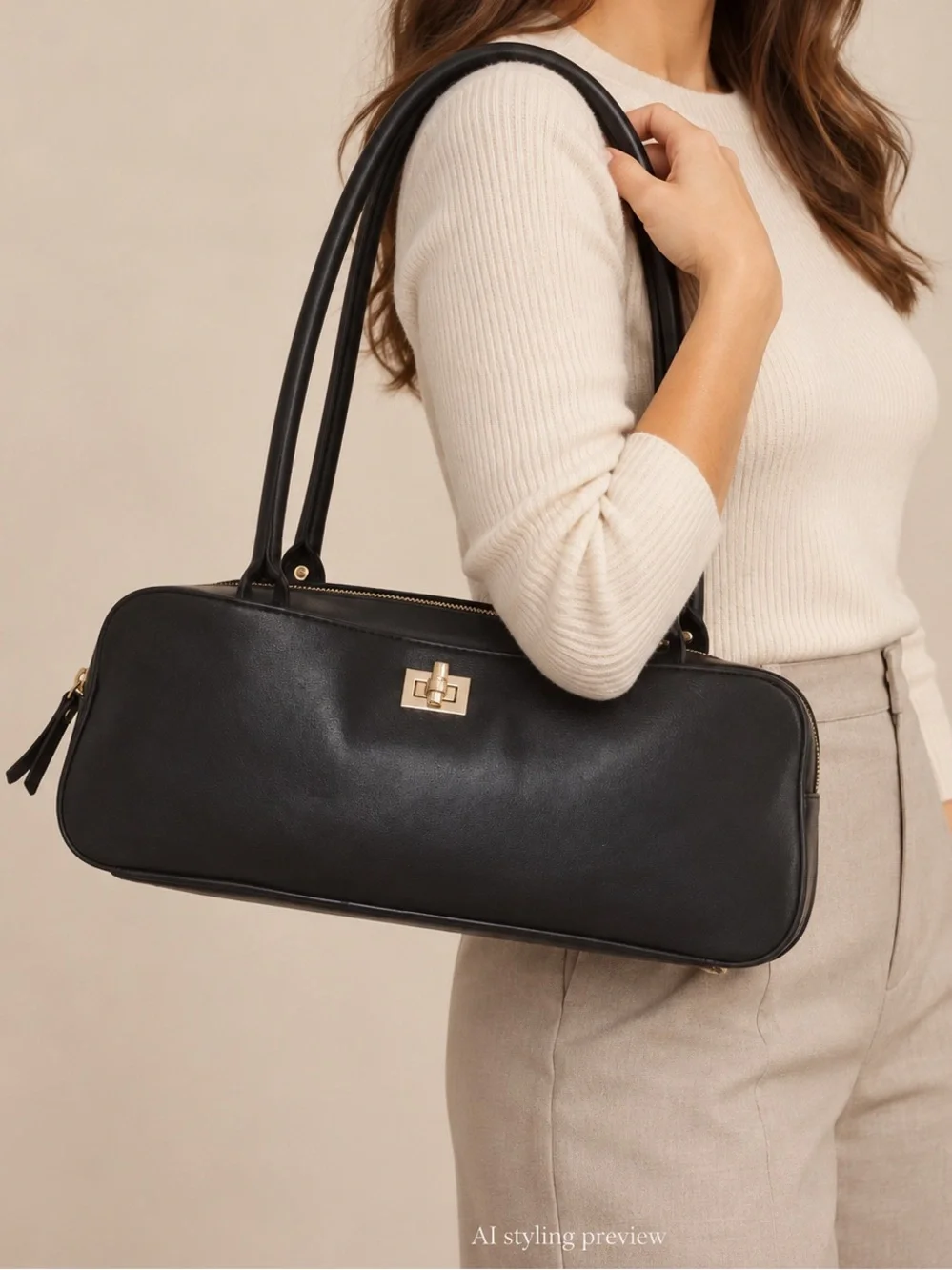 Tory Burnch Robinson Leather Shoulder Bag Classic Black Shoulder Bag
